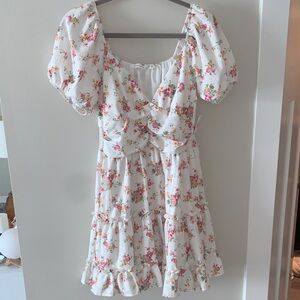 Altar'd State White and Pink Floral Mini Dress